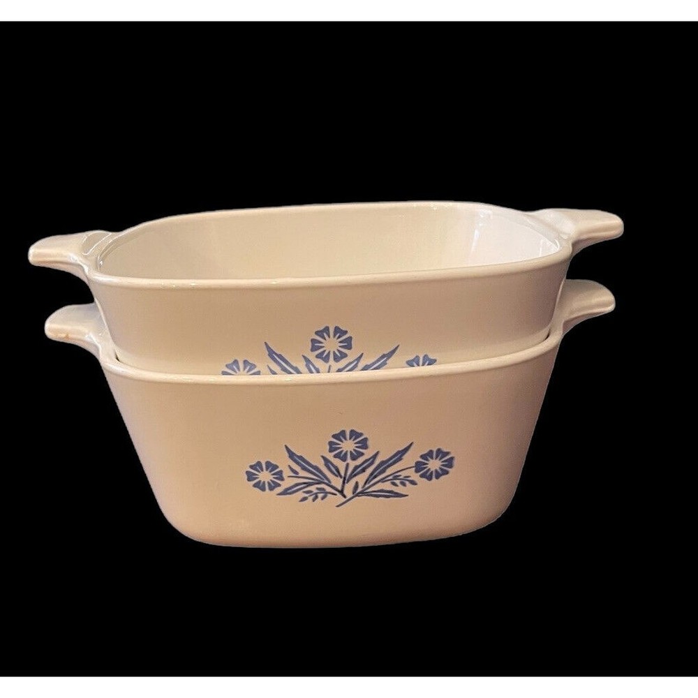 Vintage Set Of 2 Corning Ware Blue Cornflower Casserole Dish 2  3/4 Cup P-43-B